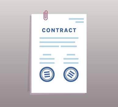 Paper documents business and sign up contract signature agreement flat vector illustration.
