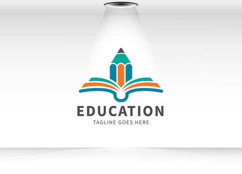 education logo design template. Open Book with Pencil Isolated on white background .vector logo design element for education. School. Course vector
