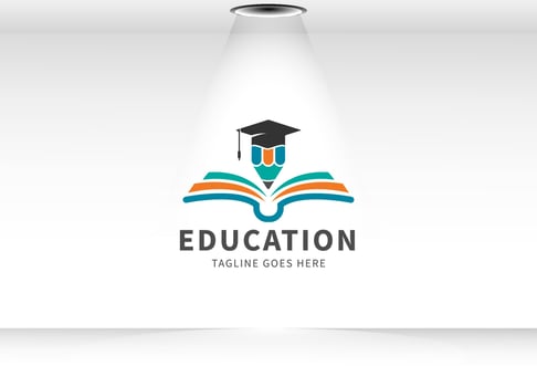education logo design template. Open Book with Pencil And Graduation Hat Isolated on white background .vector logo design element for education. School. Course vector