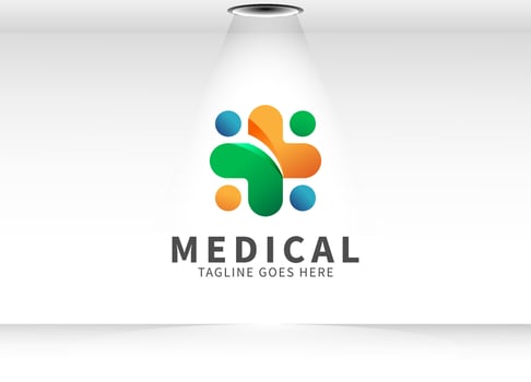 cross symbol with dot as human head. Usable logo for Doctor. medical and pharmacy logo design, health care logo design template illustration. vector