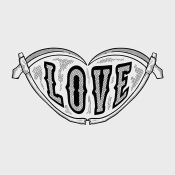 Love heart illustration vector for print on tshirt, poster, logo, stickers etc