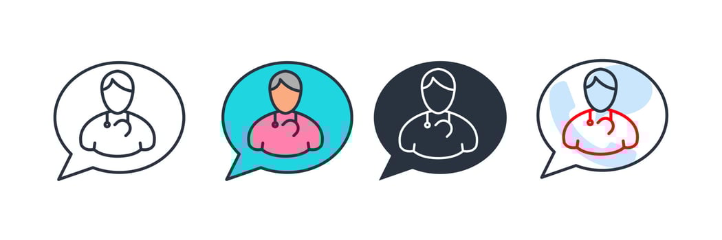 online consulting icon logo vector illustration. online professional doctor symbol template for graphic and web design collection
