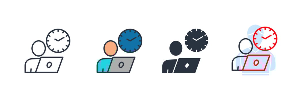 person hour icon logo vector illustration. part time job symbol template for graphic and web design collection