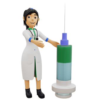 3D Character female doctor with a syringe png
