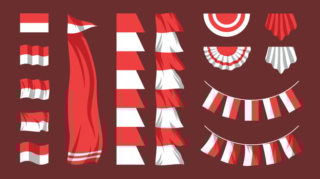 Indonesian Flag Collection Set vector