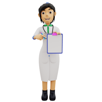 3D Character female doctor with checkboard png