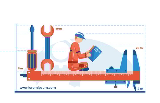 Mechanical engineering character flat illustration vector