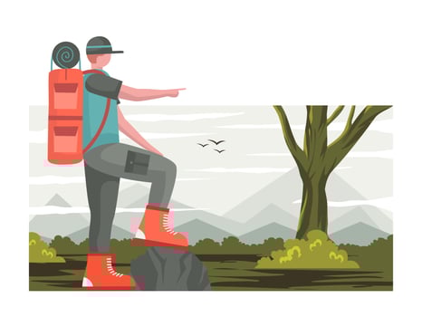 backpacker illustration nature explorer flat design vector