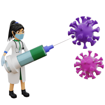 3D Character female doctor protects the body from viruses png