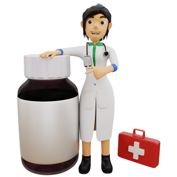 3D Character female doctor showing medicine png