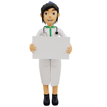 3D Character female doctor is whiteboard png