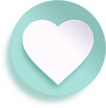 Heart In Turquoise Circle Button png