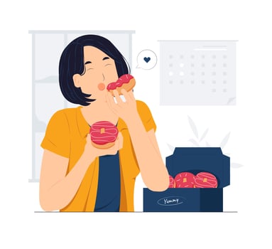 Eating donuts with different flavor concept illustration vector