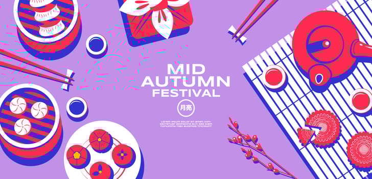 Happy Mid autumn festival, template banner  Background, texture drawing illustrate. vector