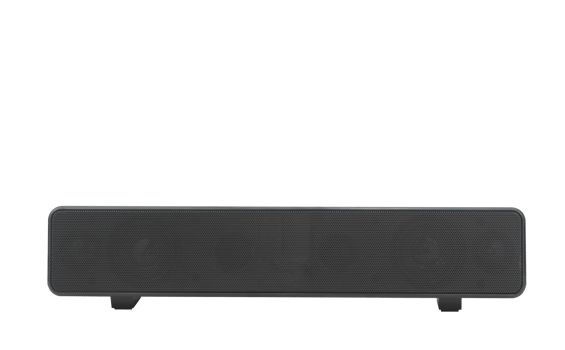 Black wireless sound bar speaker on transparent background, Png file