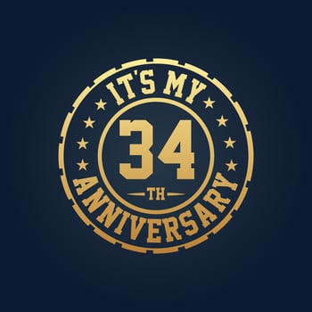 It's my 34th Anniversary, 34th Wedding Anniversary celebration vector