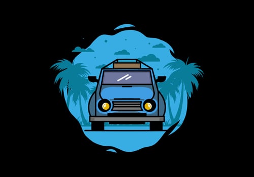 Holiday in car illustration design vector