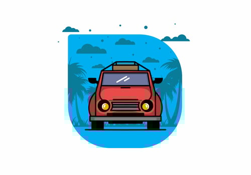 Holiday in car illustration design vector
