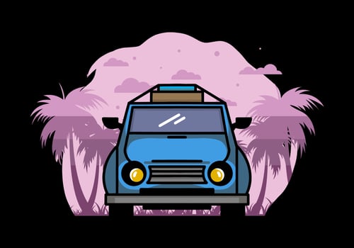 Holiday in car illustration design vector