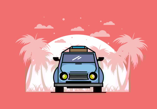 Holiday in car illustration design vector