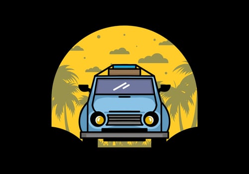 Holiday in car illustration design vector