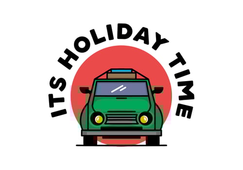 Holiday in car illustration design vector