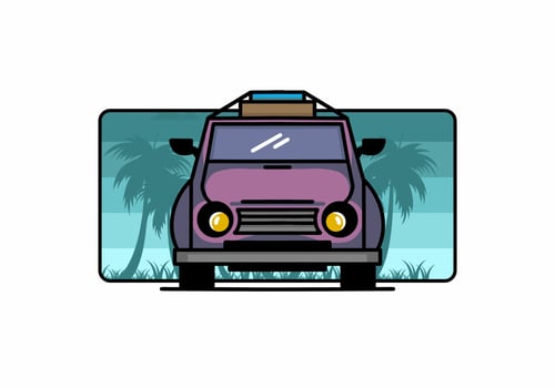 Holiday in car illustration design vector