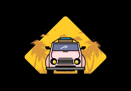 Holiday in car illustration design vector