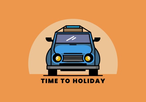 Holiday in car illustration design vector