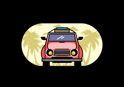 Holiday in car illustration design vector