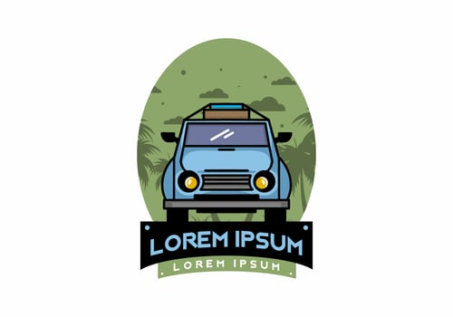 Holiday in car illustration design vector