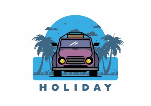 Holiday in car illustration design vector