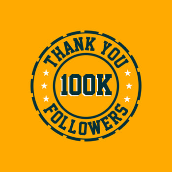 Thank you 100000 Followers celebration, Greeting card for 100k social followers. vector
