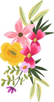 Bright Pink and Yellow Tropical Floral Bouquet png