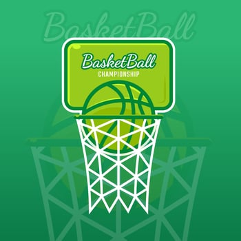 Basketball sports logo with net vector