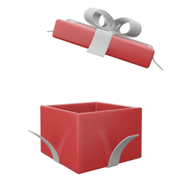 Opened red gift box with white ribbon png transparent. 3d illustration render surprise box. Realistic vector icon for wedding banners, birthday presentation or celebrate