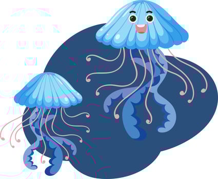 Jellyfish in cartoon style vector
