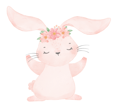 cute sweet princess baby pink bunny rabbit with floral crown watercolor png