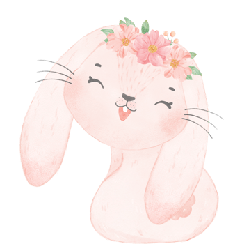 cute sweet princess baby pink bunny rabbit with floral crown watercolor png