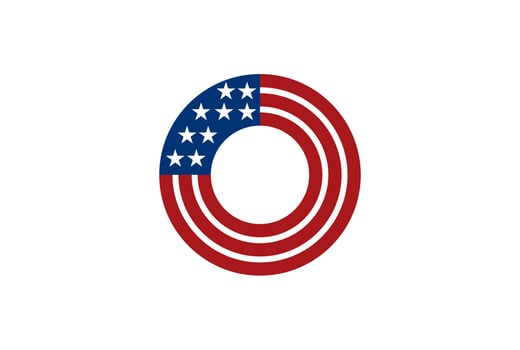 Circle Circular Round Ribbon of American US USA Flag Logo Design Vector