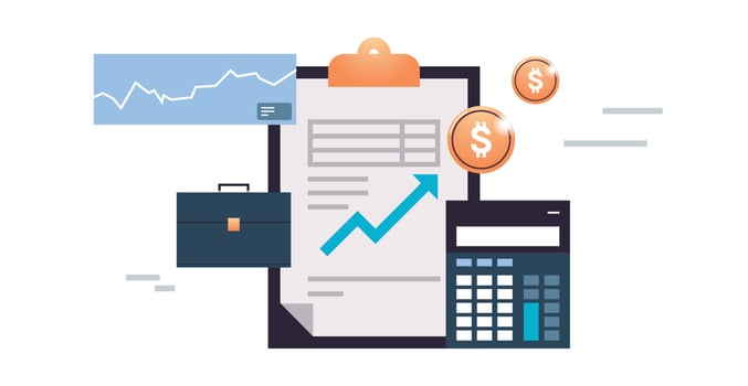 Business finance management and calculate expenses, money management, financial security flat vector illustration.