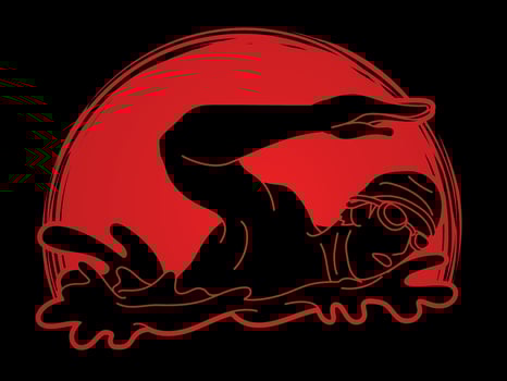 Swimming Sport A Male Swimmer Action vector
