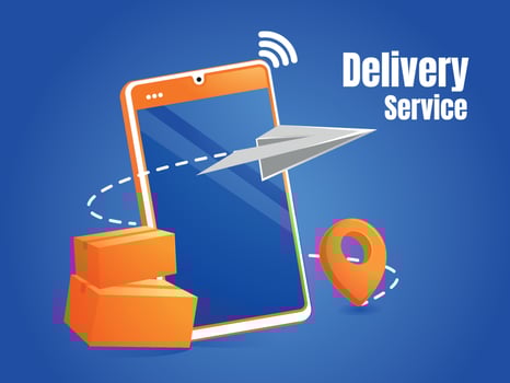 delivery service application with smartphone vector