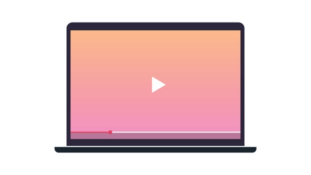 Responsive design play button and video interface on smart devices flat vector illustration.