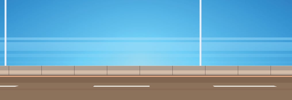 Highway asphalt road and modern style city road outdoor design flat vector illustration.