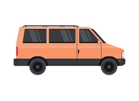 Minivan truck and courier car flat vector illustration.