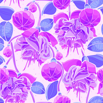 Ornate floral luminous Fuchsia flower pattern with an elegant feel. Seamless pattern. Great for scrap-booking, gift-wrap, wallpaper, product design projects. Surface pattern design - Vector