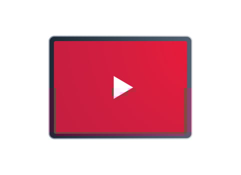 Responsive design play button and video interface on smart devices flat vector illustration.