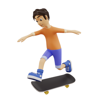 3D Character playing skateboarding png