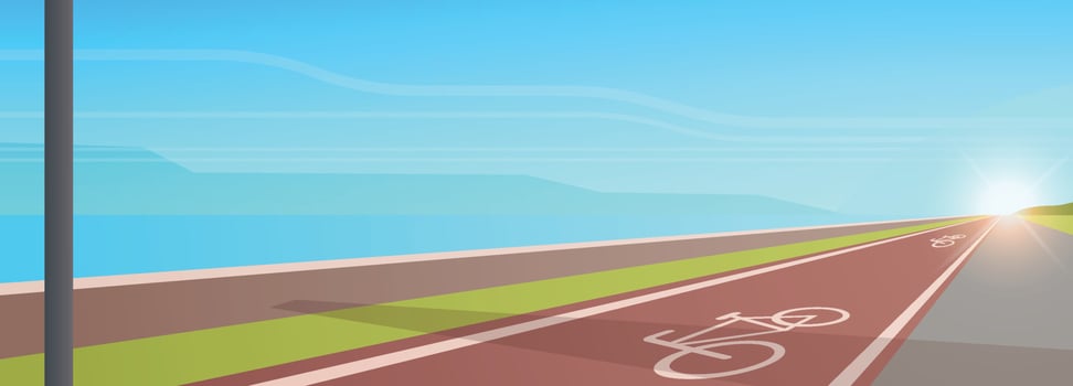 Urban park and cityscape horizontal flat vector illustration.